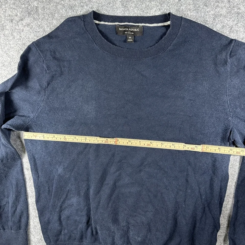 Banana Republic‎ Eco Sweater Medium Navy Blue Crew Neck Cotton Blend